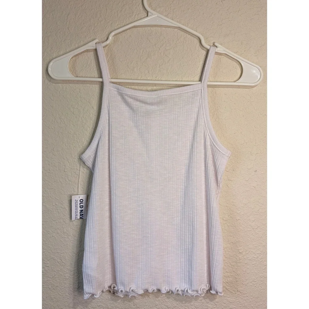 Old Navy Girls Rib-Knit Cami Tank Top 2-Pack Pink White Button Front Size L 10